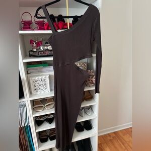 Zara Chocolate One-Shoulder Dress